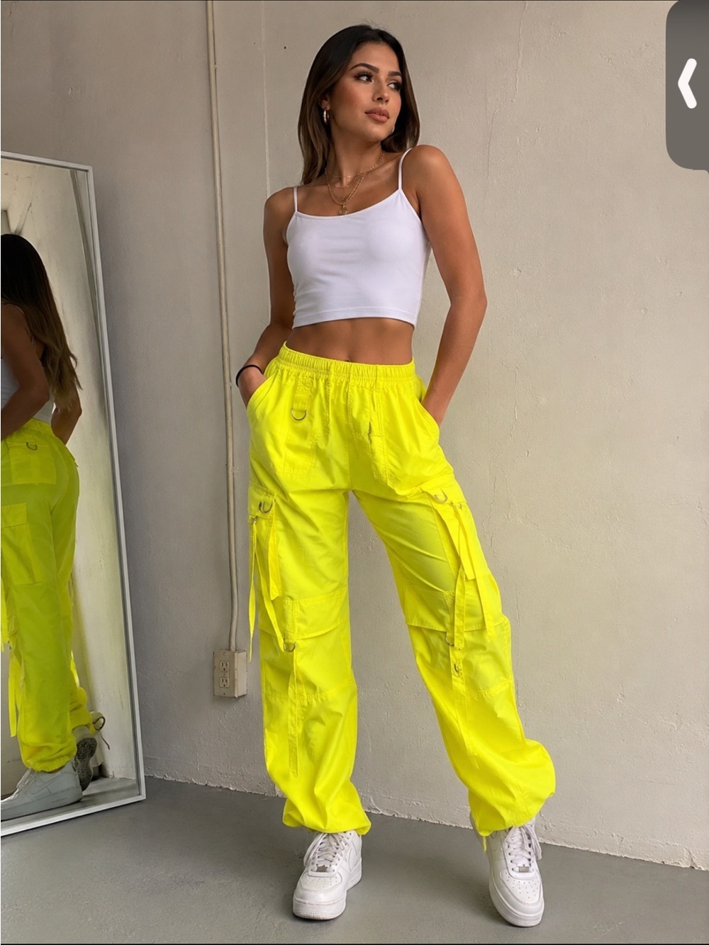 wild fable Neon Yellow Elastic Waist Cargo Pants #67